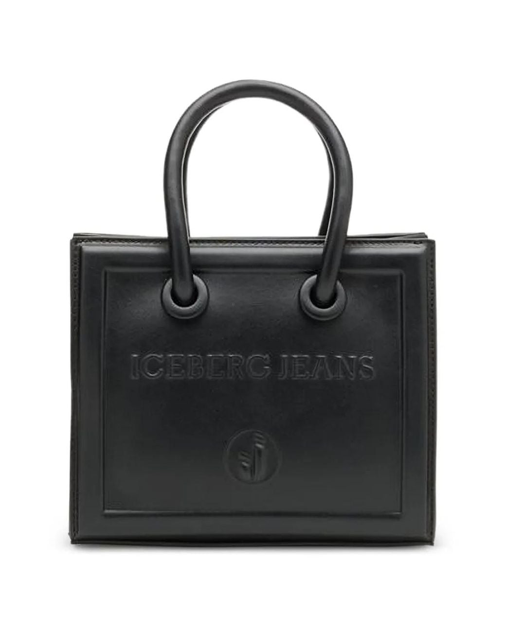 Iceberg Black Logo-Embossed Bucket Bag