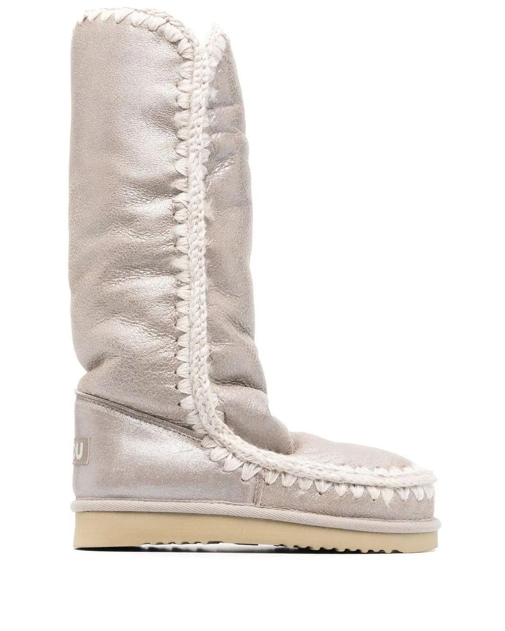 Mou White Metallic Leather Boots