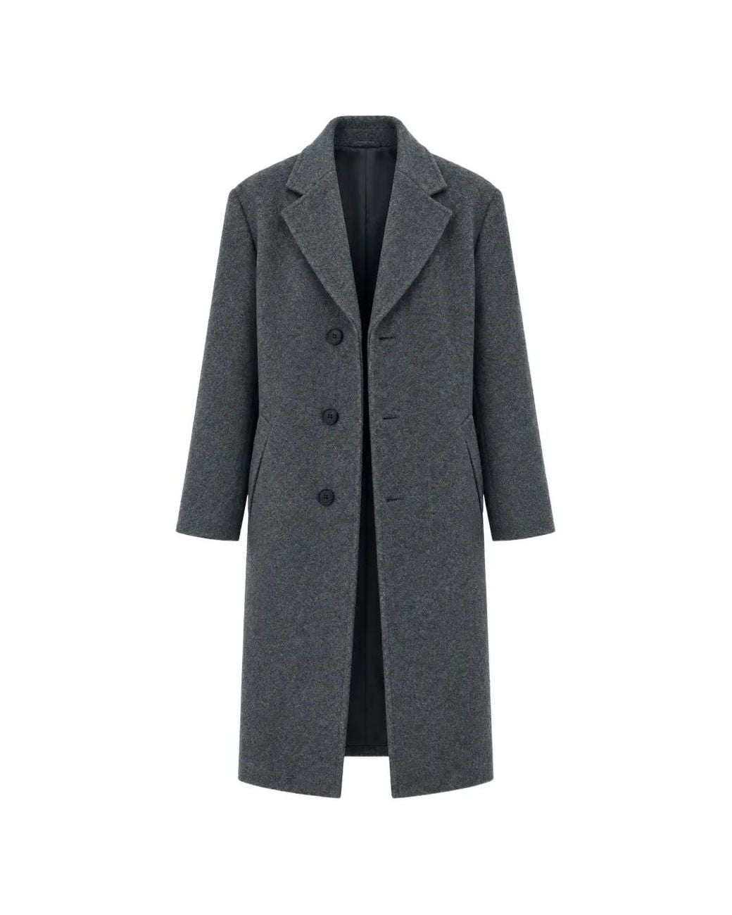 Low Classic Gray Single-Breasted Wool Coat