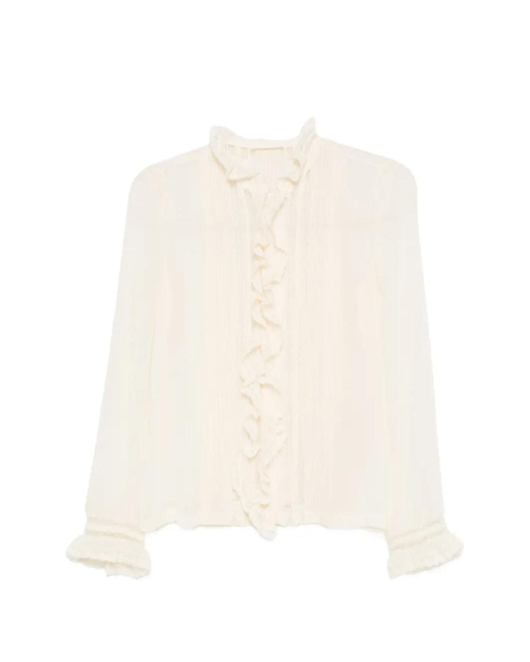 Doen White Magdeleine Ruffled Lace-Trim Top