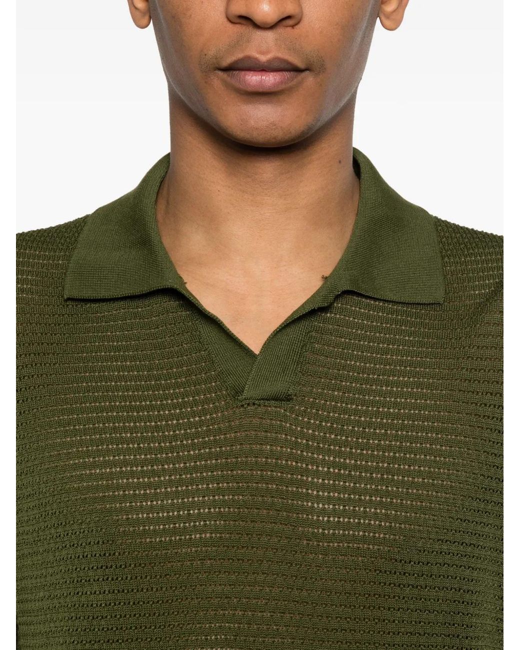 Tagliatore Green Collar Knitted T-Shirt for men