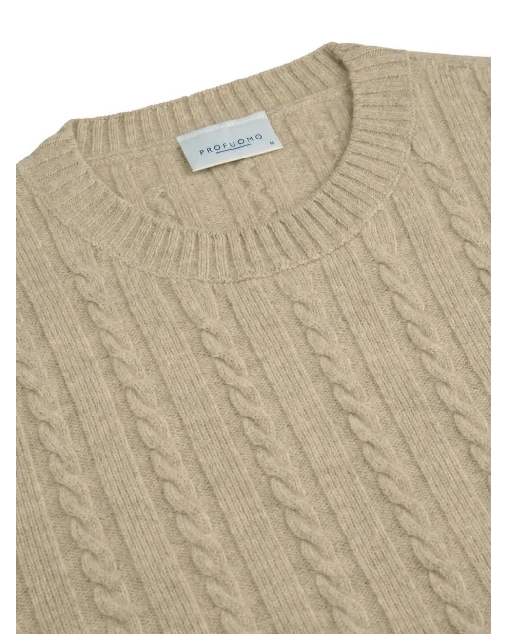 Pull En Maille Torsadée Profuomo pour homme en coloris White