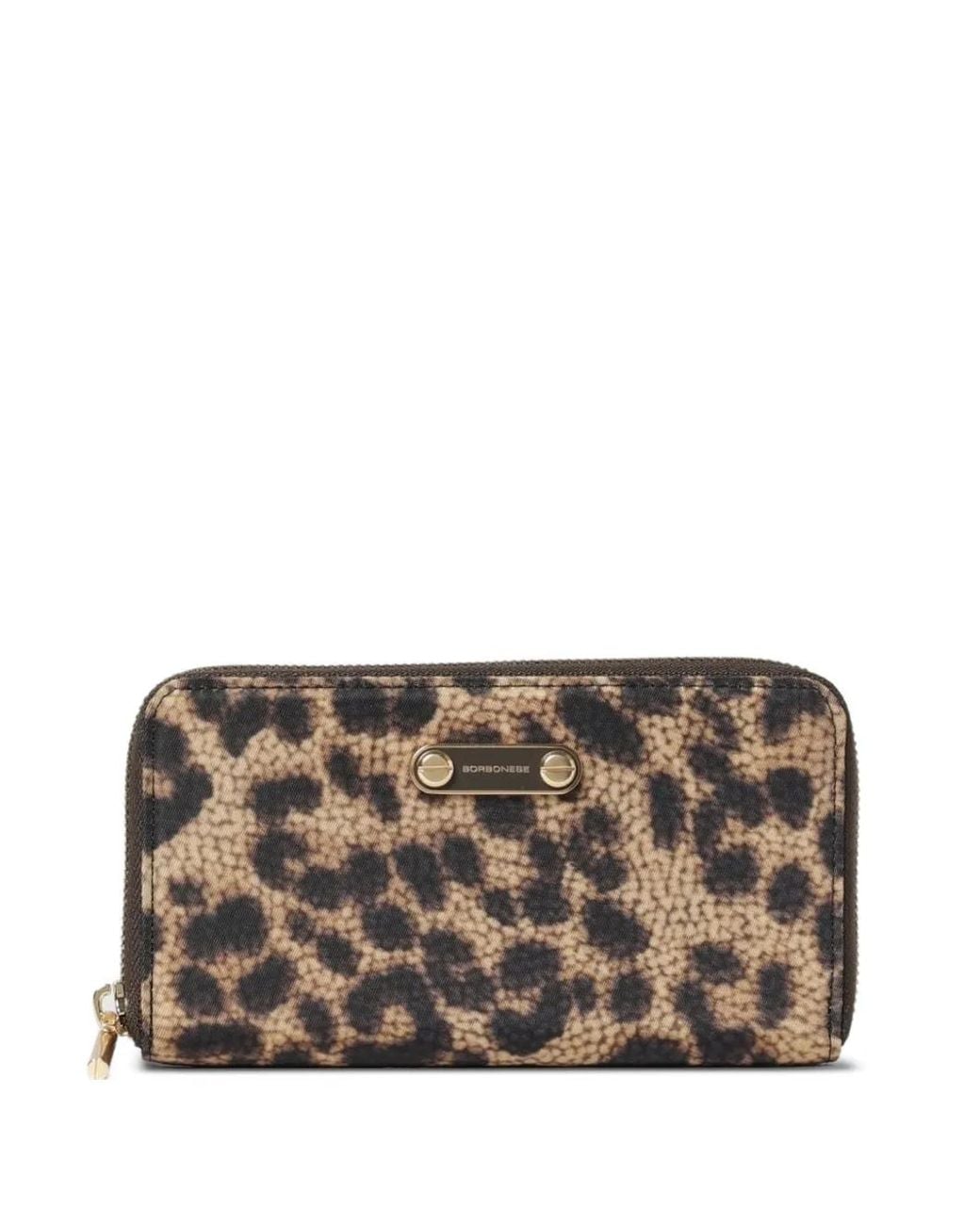 Borbonese Gray Leopard-Print Zip-Around Wallet