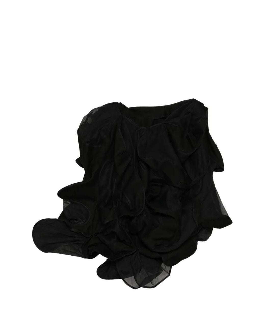 Yohji Yamamoto Black Asymmetric Ruffled Midi Skirt