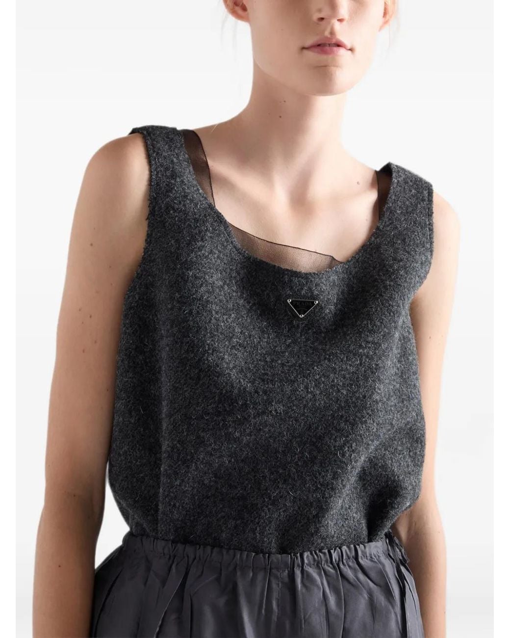 Prada Gray Shetland Wool Top