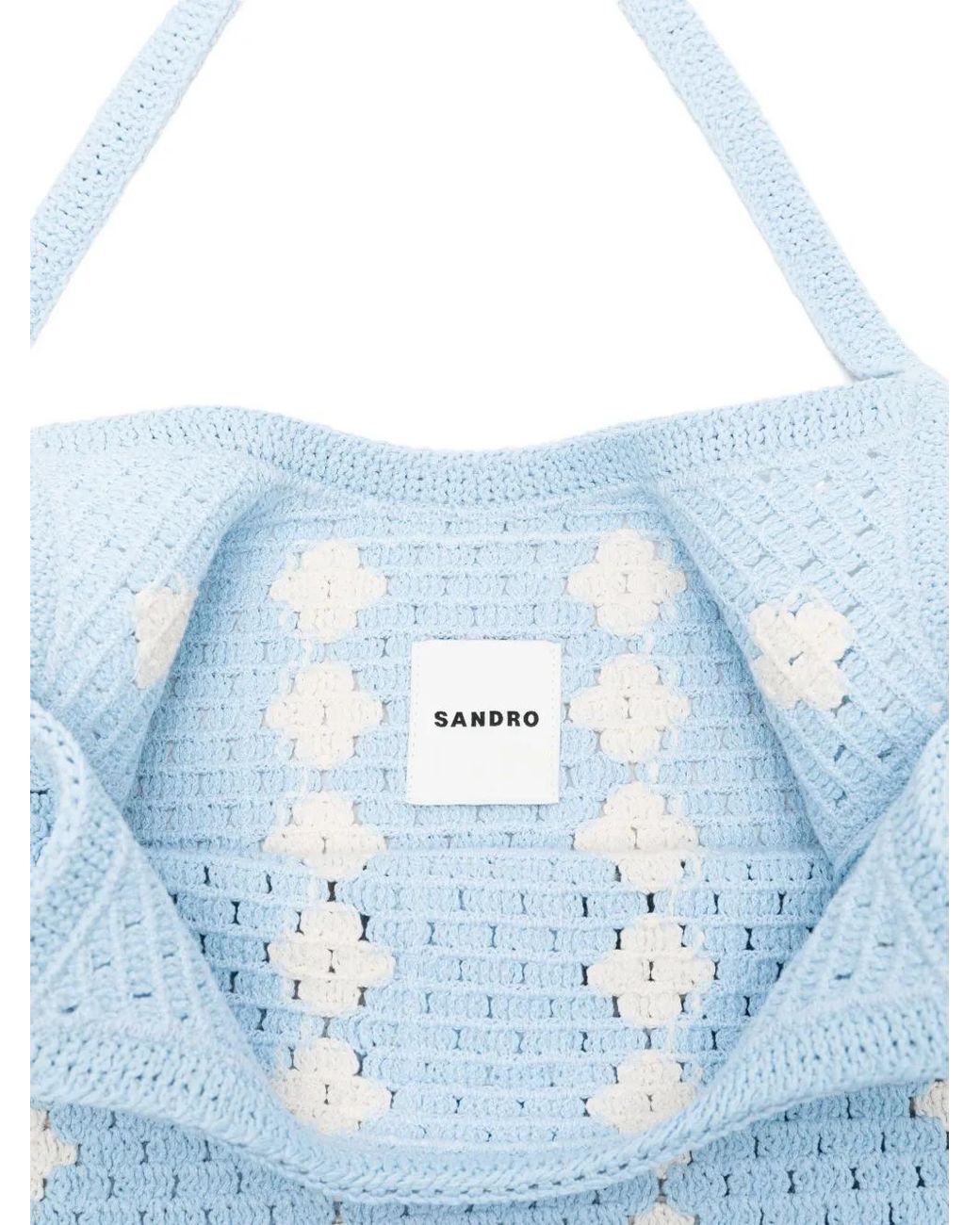 Sandro Blue Crocheted Shoulder Bag
