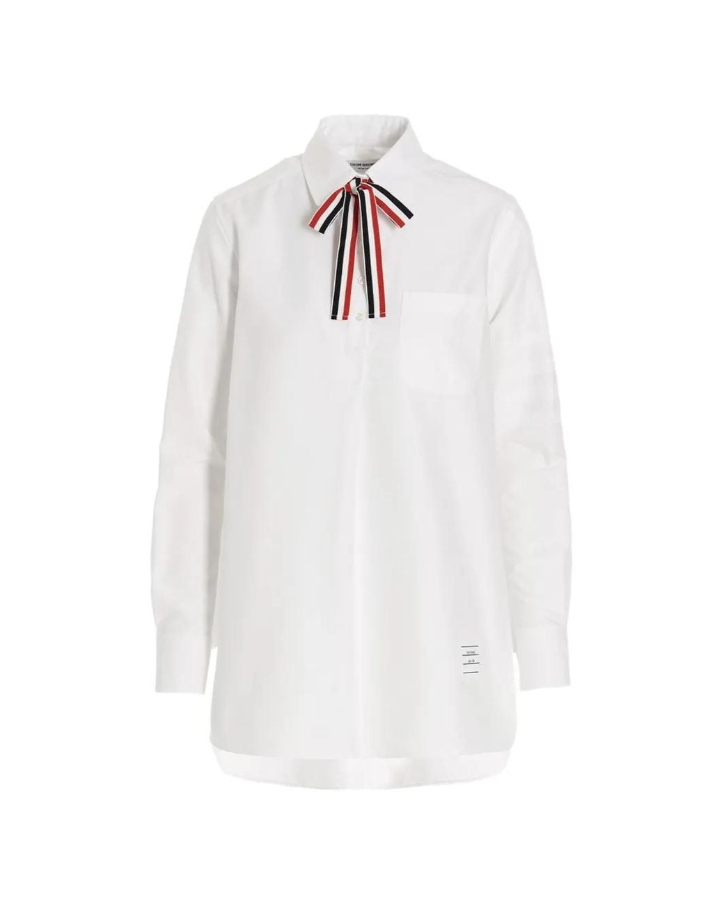 Thom Browne White Oxford 4-Bar Bow-Tie Blouson