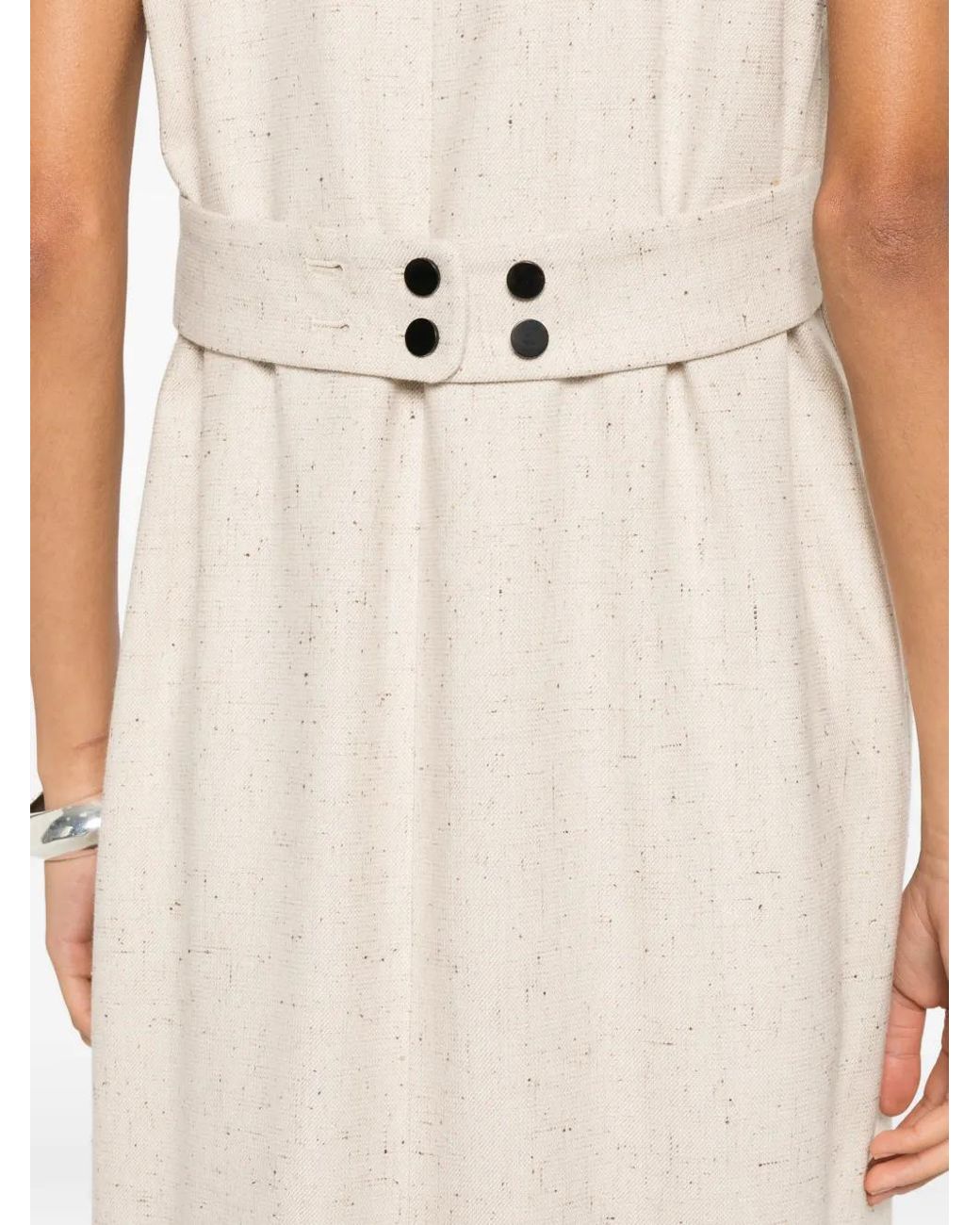 By Malene Birger White Asadin Button-Up Sleeveless Midi Dress