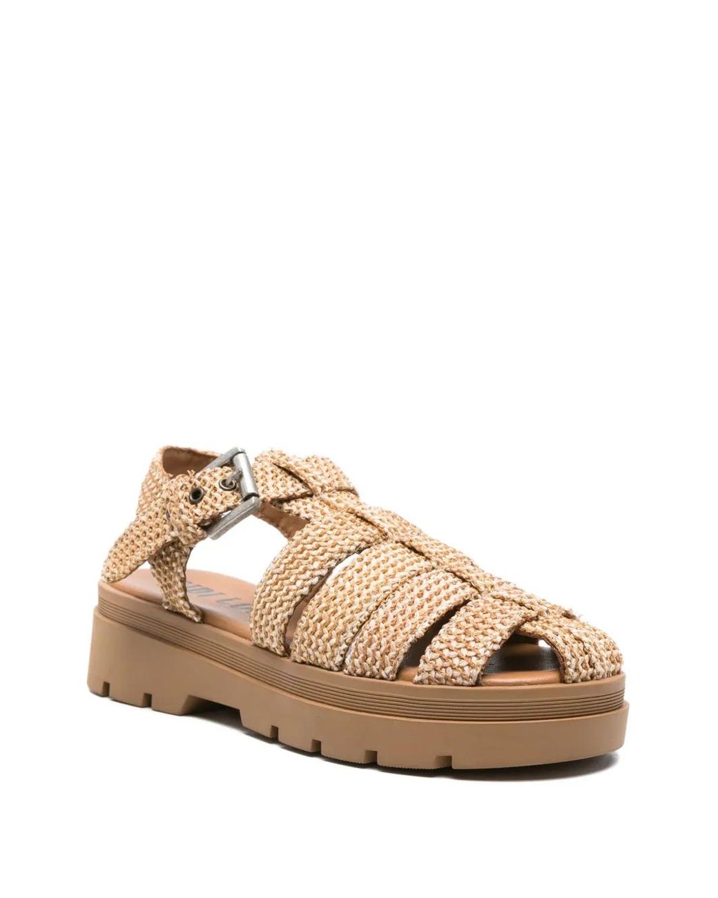 Bibi Lou Natural Woven-Texture Flat Sandals