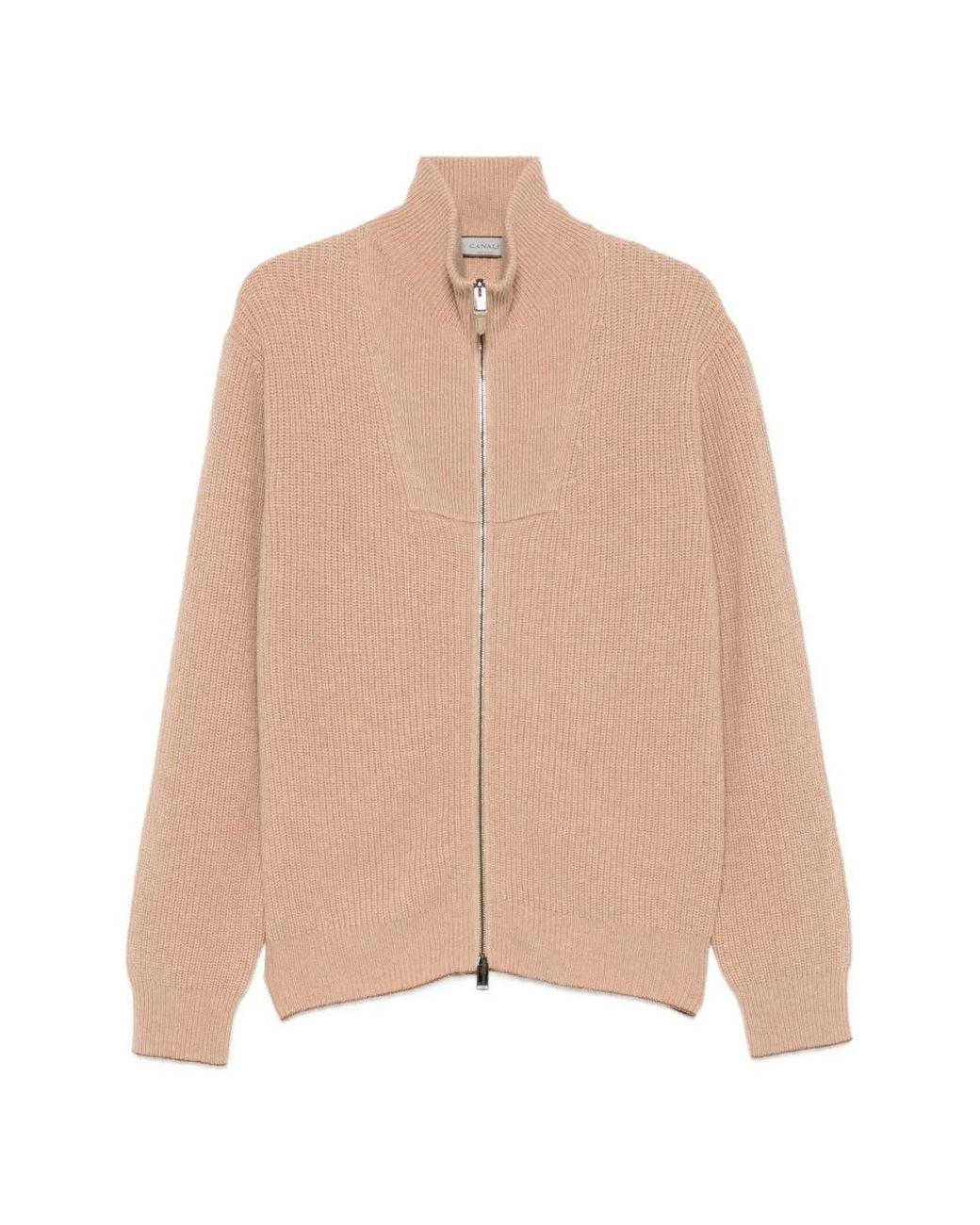 Canali Natural Pull Zippé Côtelé for men