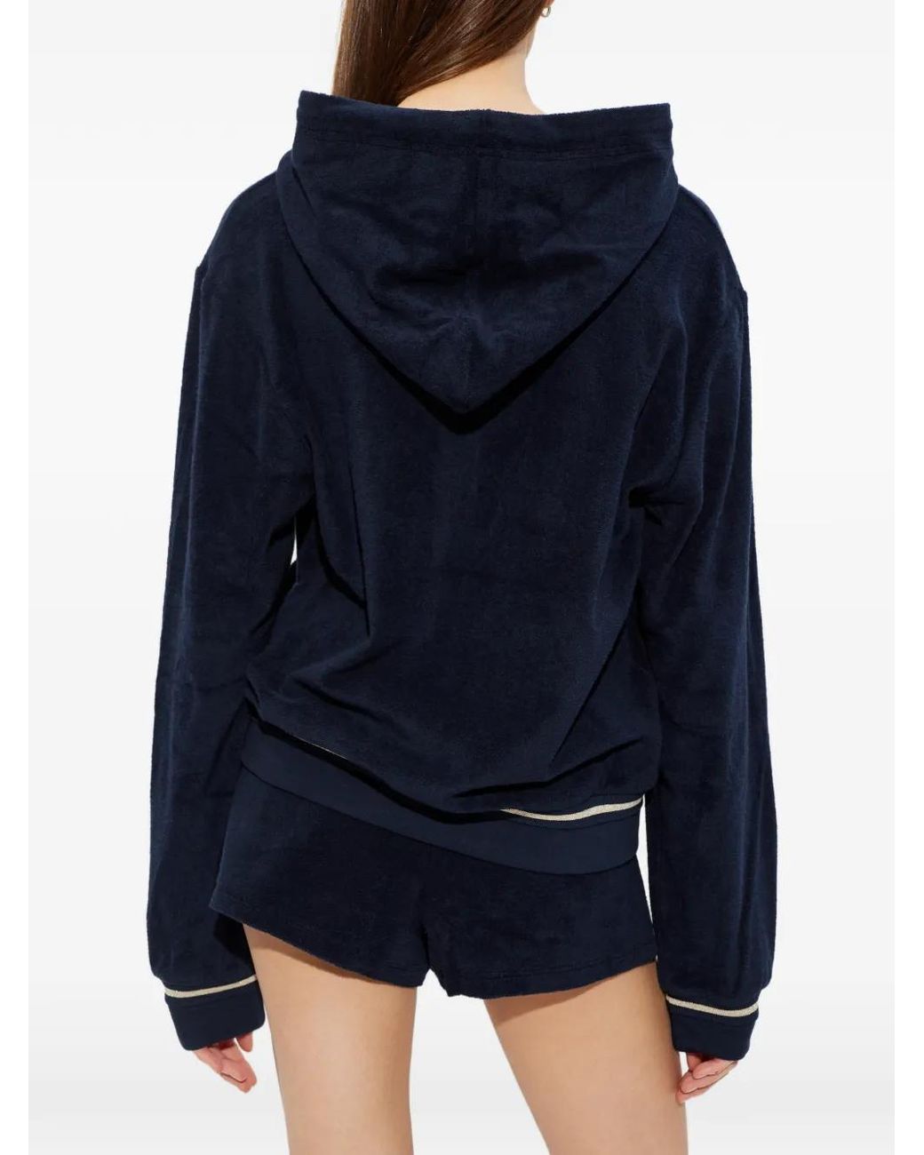 M I S B H V Blue Hoodie Zippé À Logo Brodé