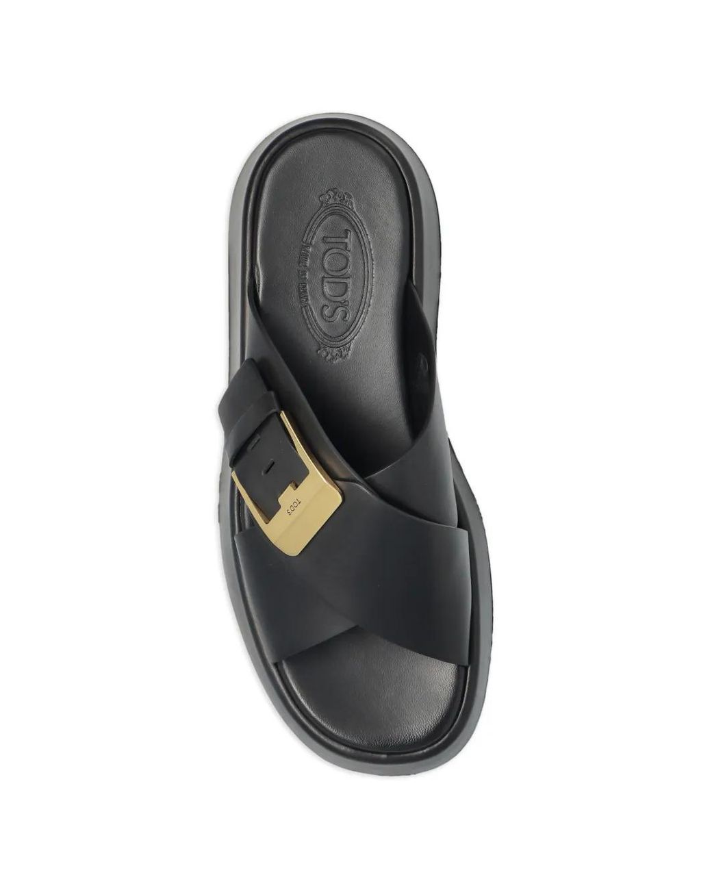 Tod's Black Leather Slides With Logo