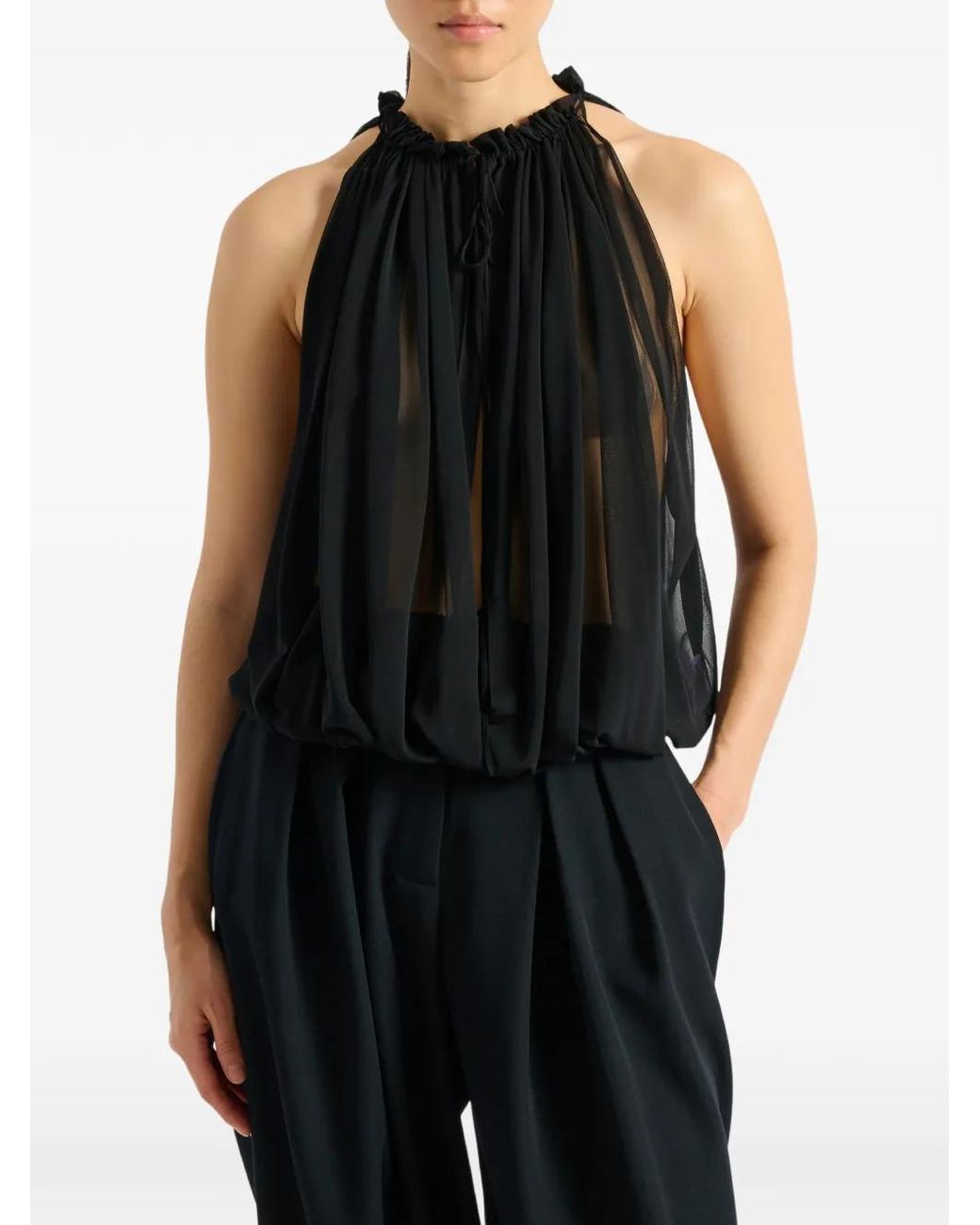 Top Sin Mangas Balmain de color Black