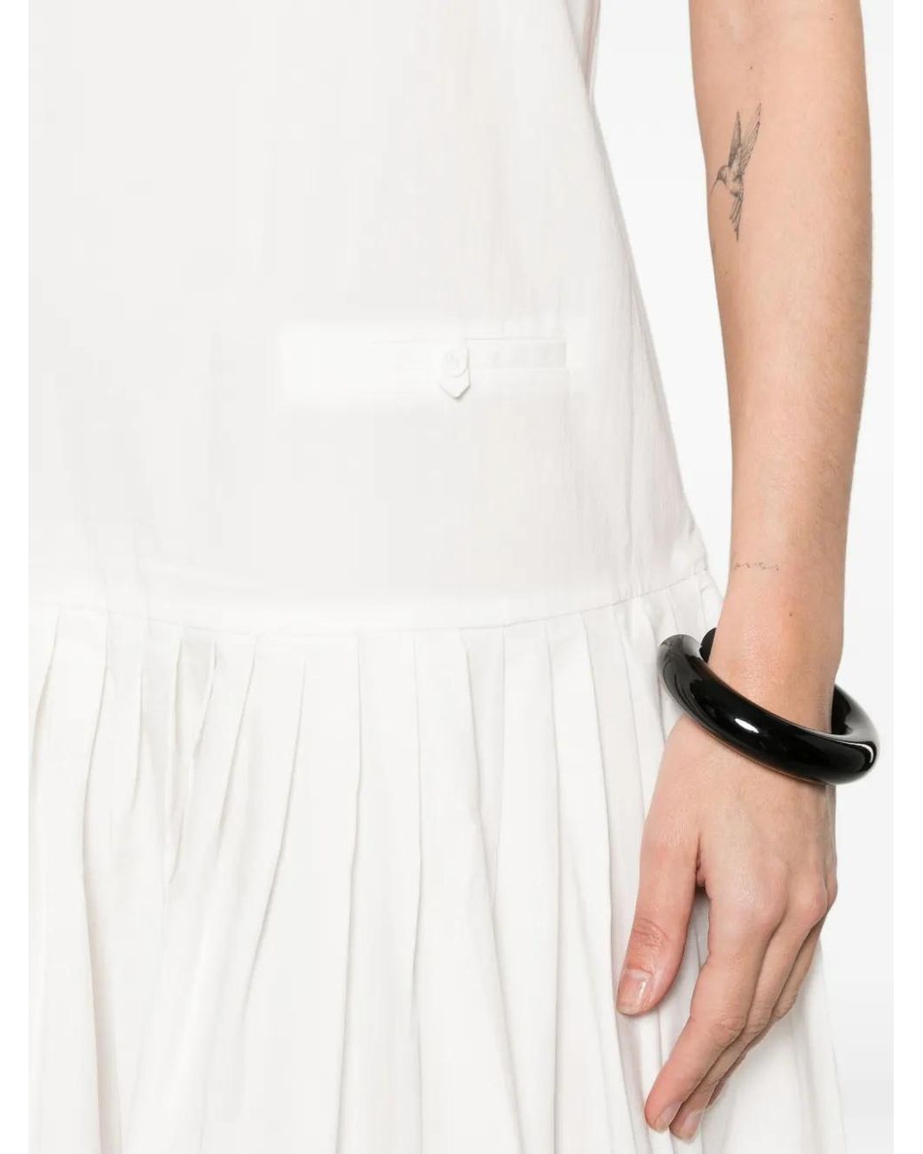 St. Agni White Robe Mi-Longue À Design Plissé