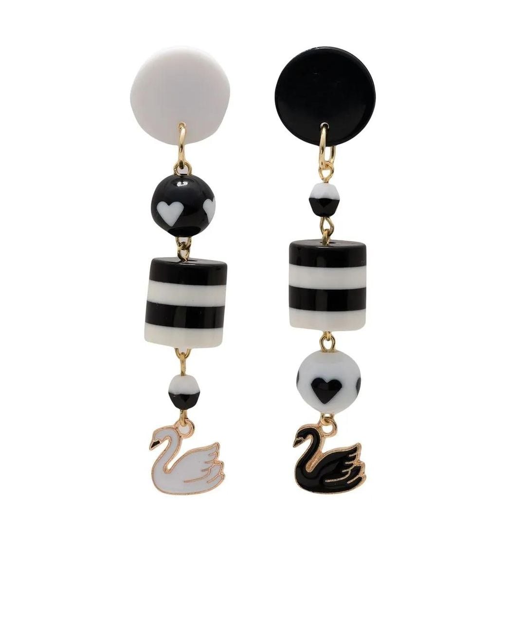 Amir Slama White Swan Charm Drop Earrings