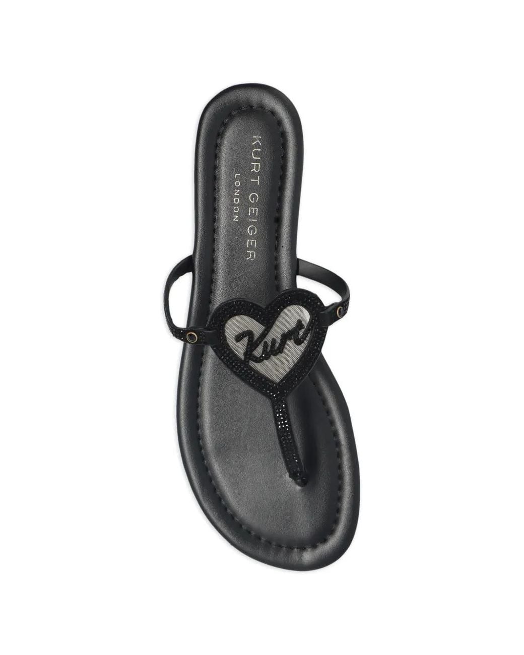 Kurt Geiger Black Heart-Detail Flat Leather Sandals