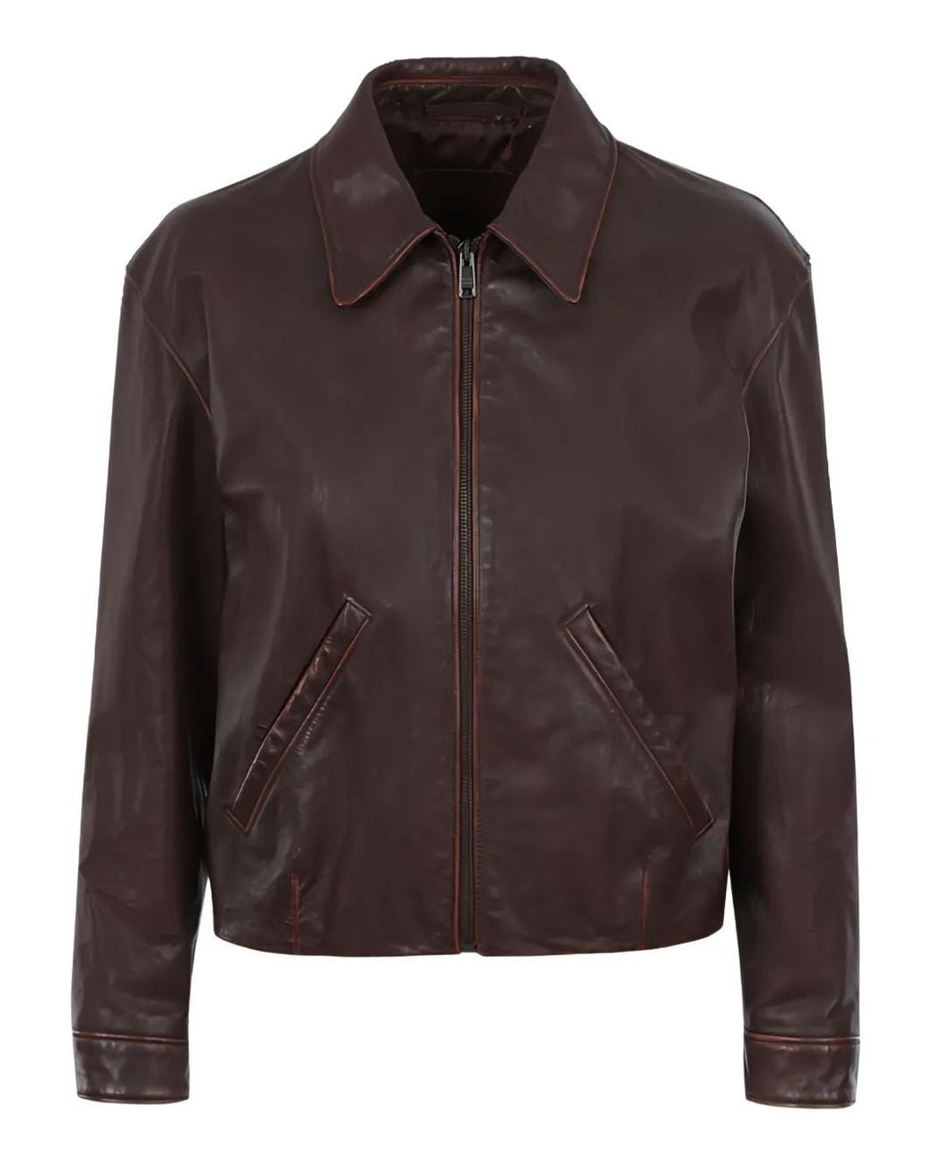 Prada Brown Printed Leather Jacket