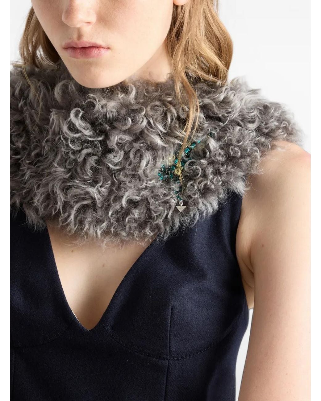 Prada Gray Shearling Collar