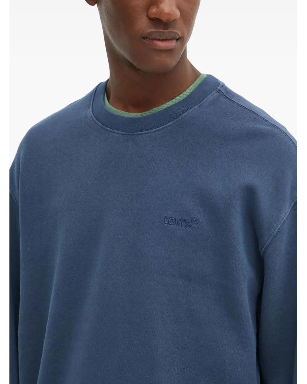 Levi's Blue Logo-Embroidered Sweatshirt for men
