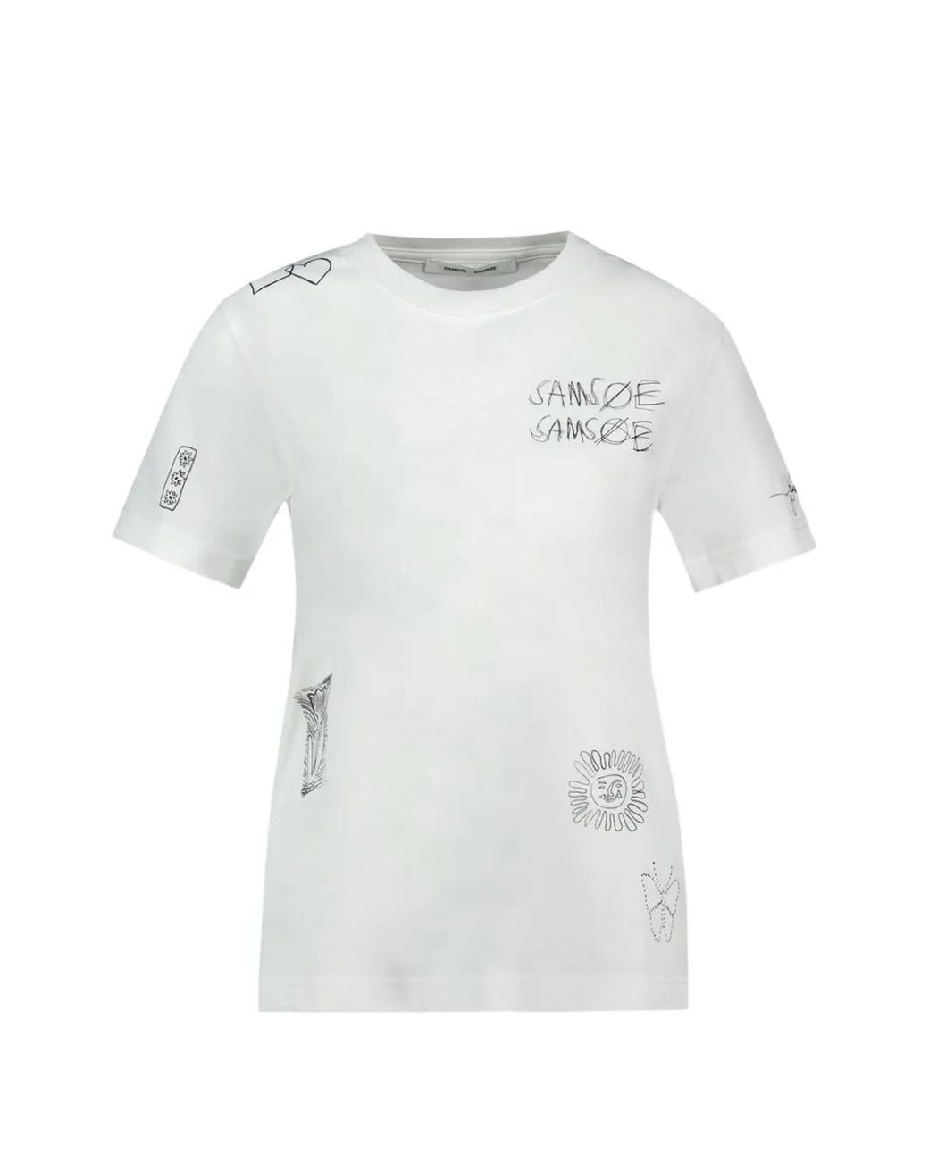 Samsøe & Samsøe White Sacamino Ss Graphic-Print T-Shirt