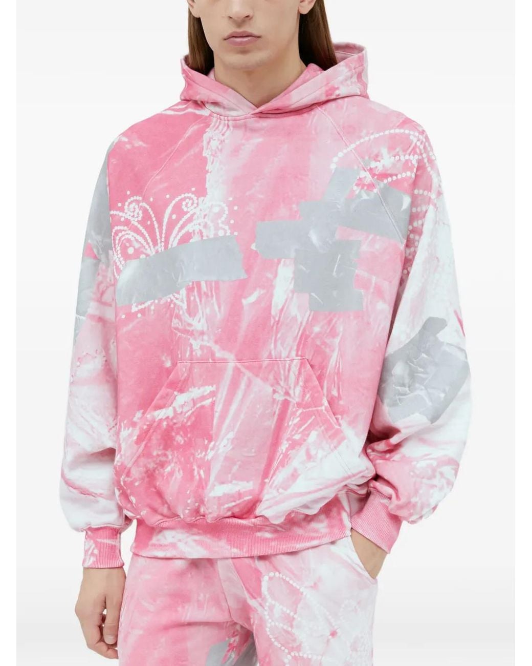 PRAYING Pink Graphic-Motif Hoodie