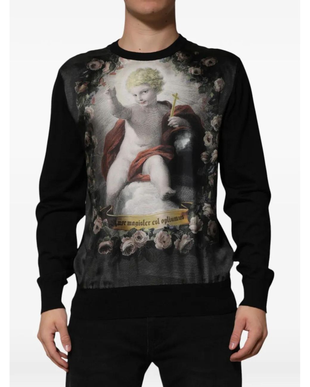 Dolce & Gabbana Black Graphic-Print Sweater