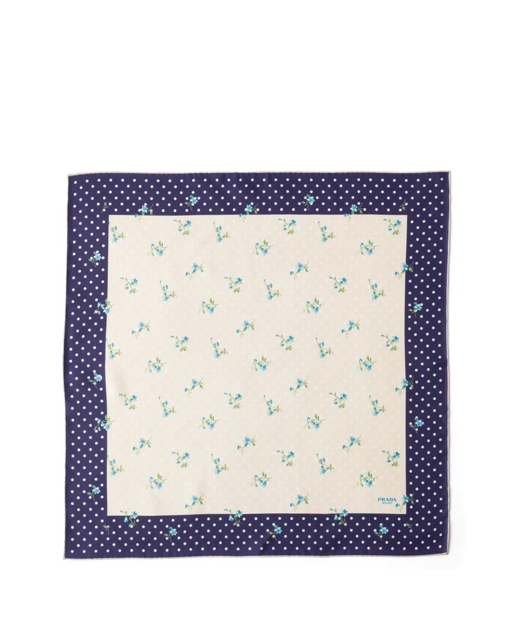 Prada Blue Printed Silk Twill Scarf 55