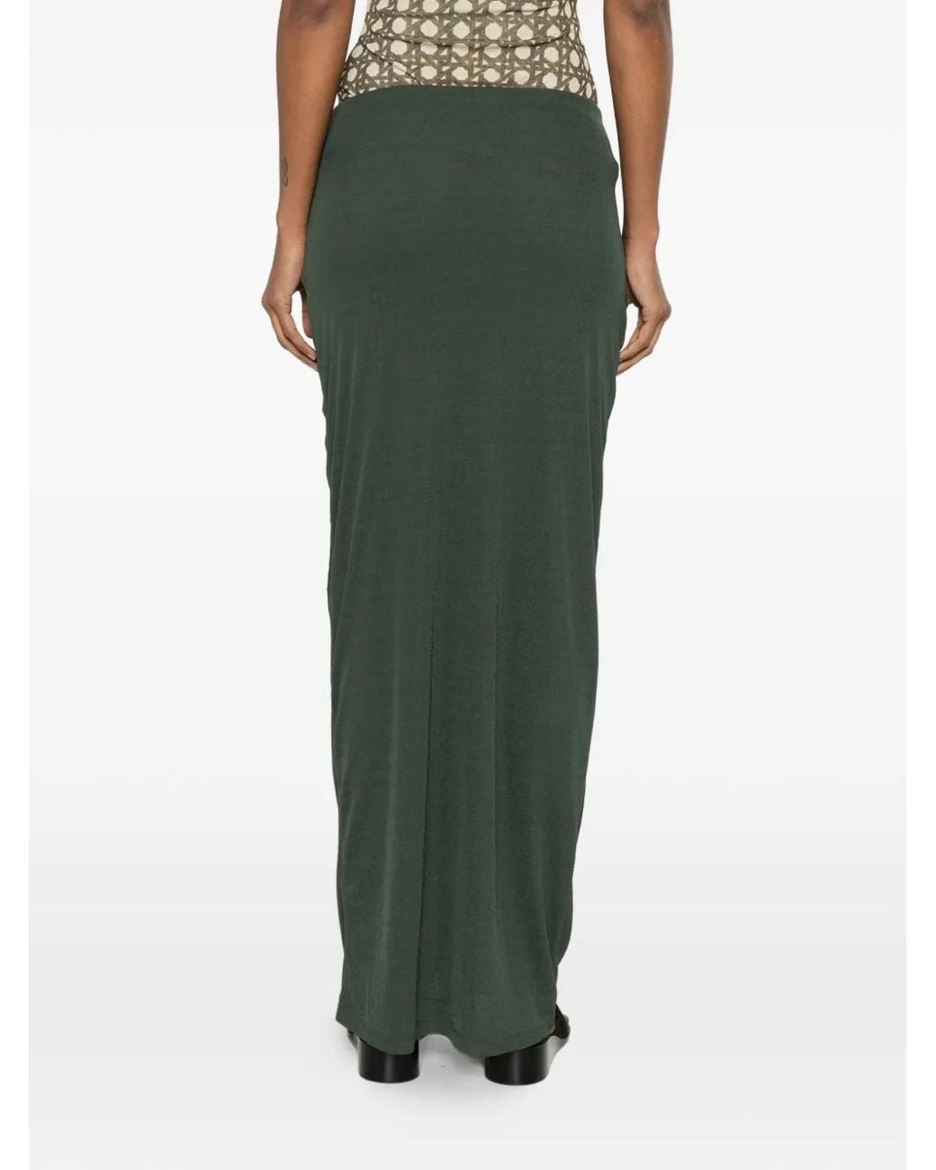 Nanushka Green Tozi Draped Hardware-Detail Maxi Skirt