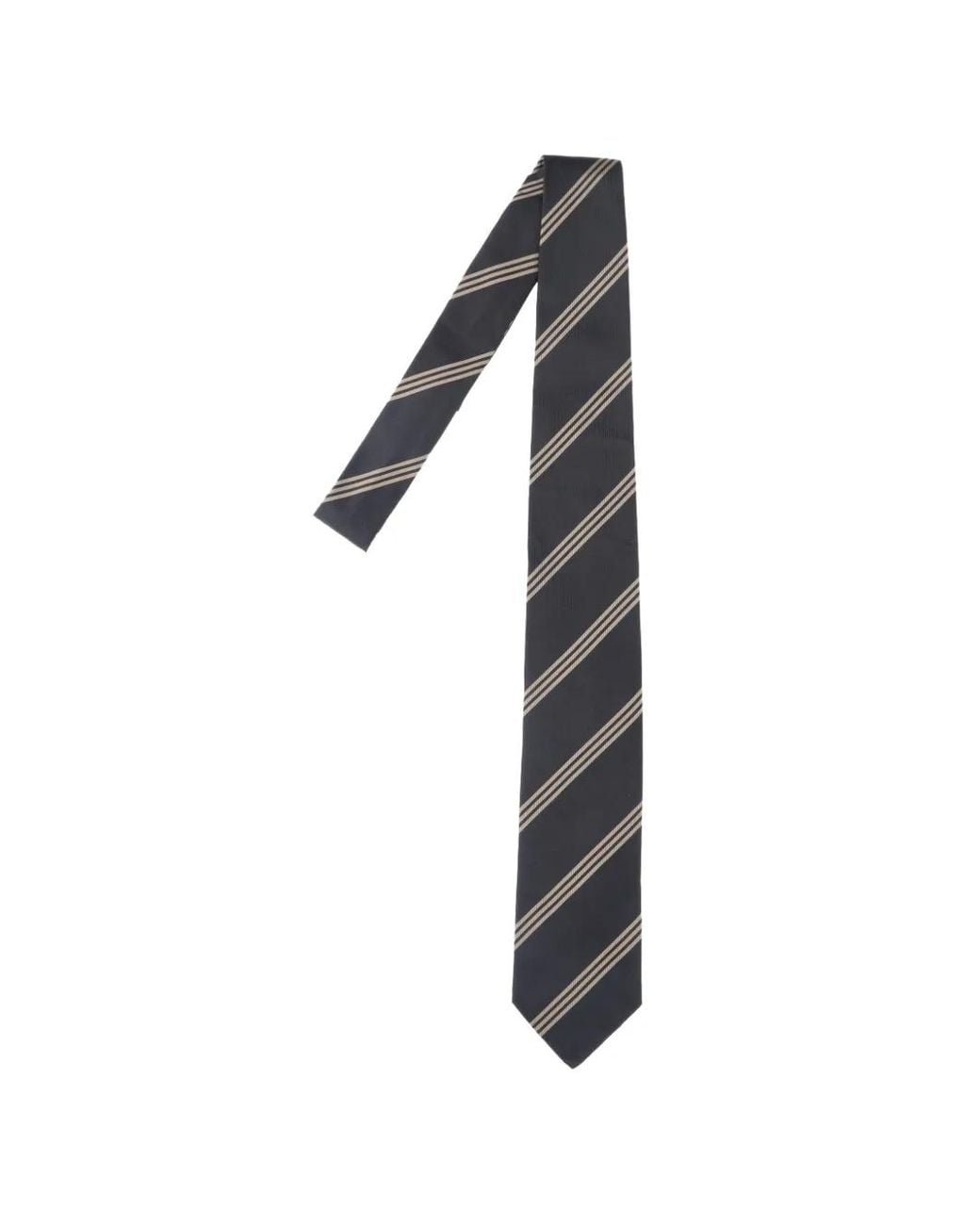 Lardini Black Diagonal-Stripe Silk Tie for men