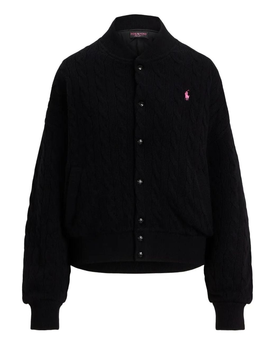 Polo Ralph Lauren Black Pony Cable-Knit Buttoned Cardigan