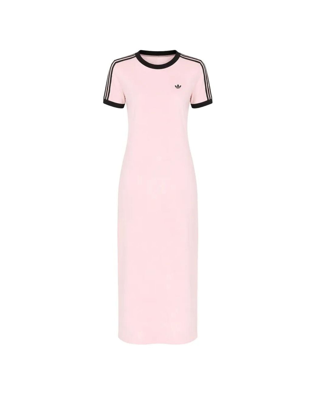 Adidas Pink Three-Stripe Midi Dress