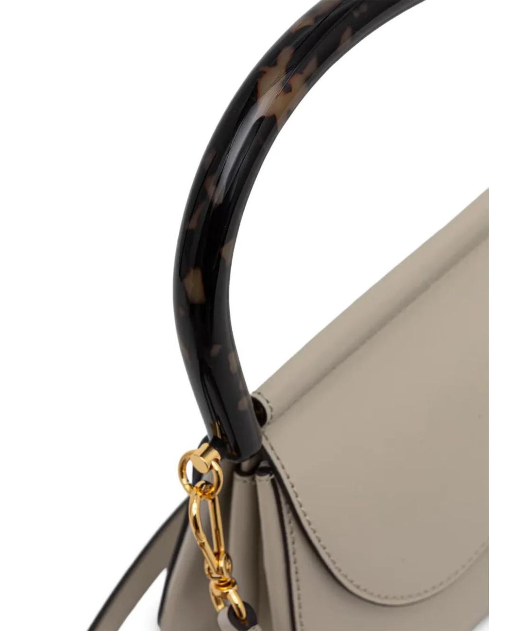 Coccinelle Metallic Tortoiseshell-Effect Handle Leather Tote Bag