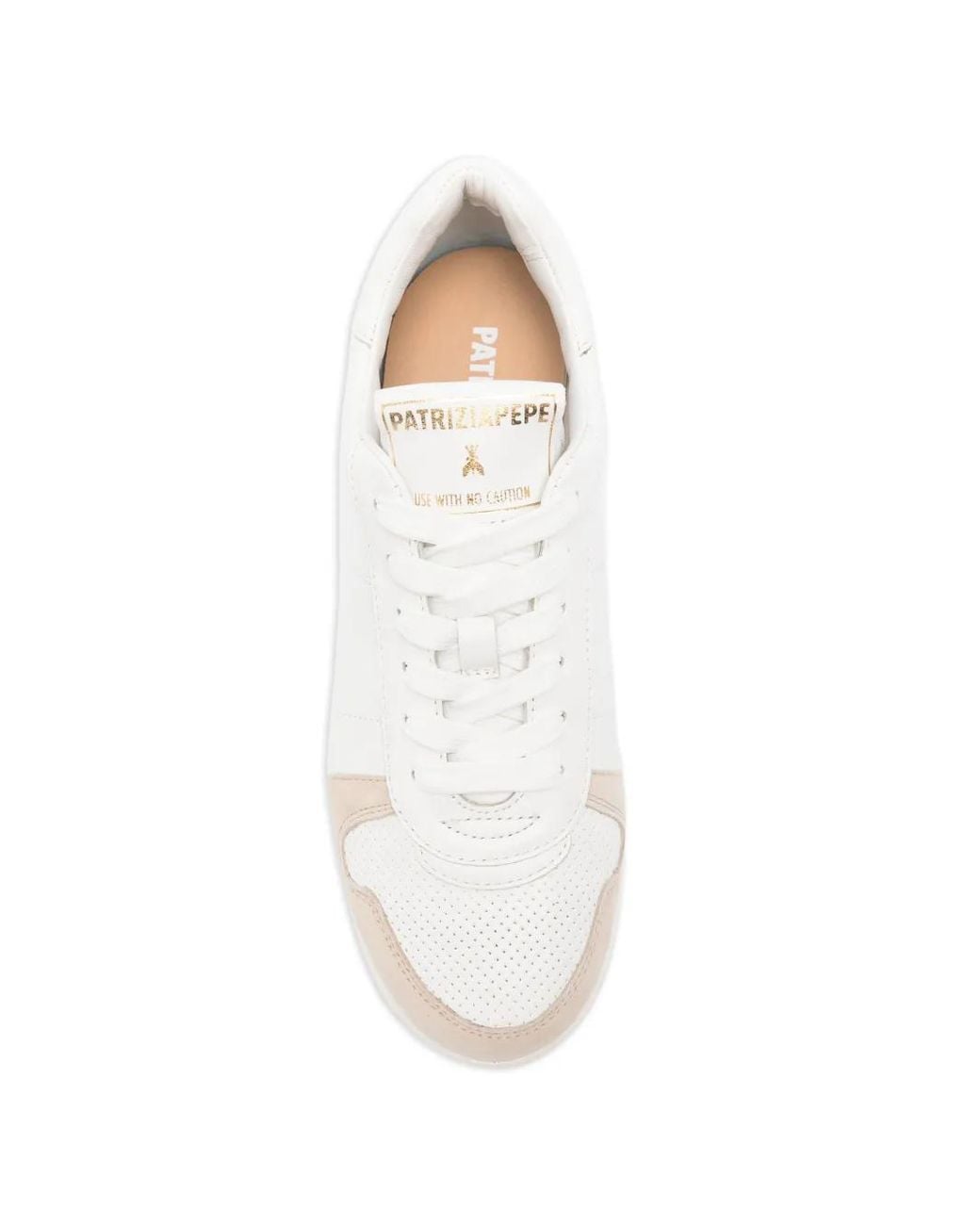 Patrizia Pepe White Suede-Panelled Leather Sneakers