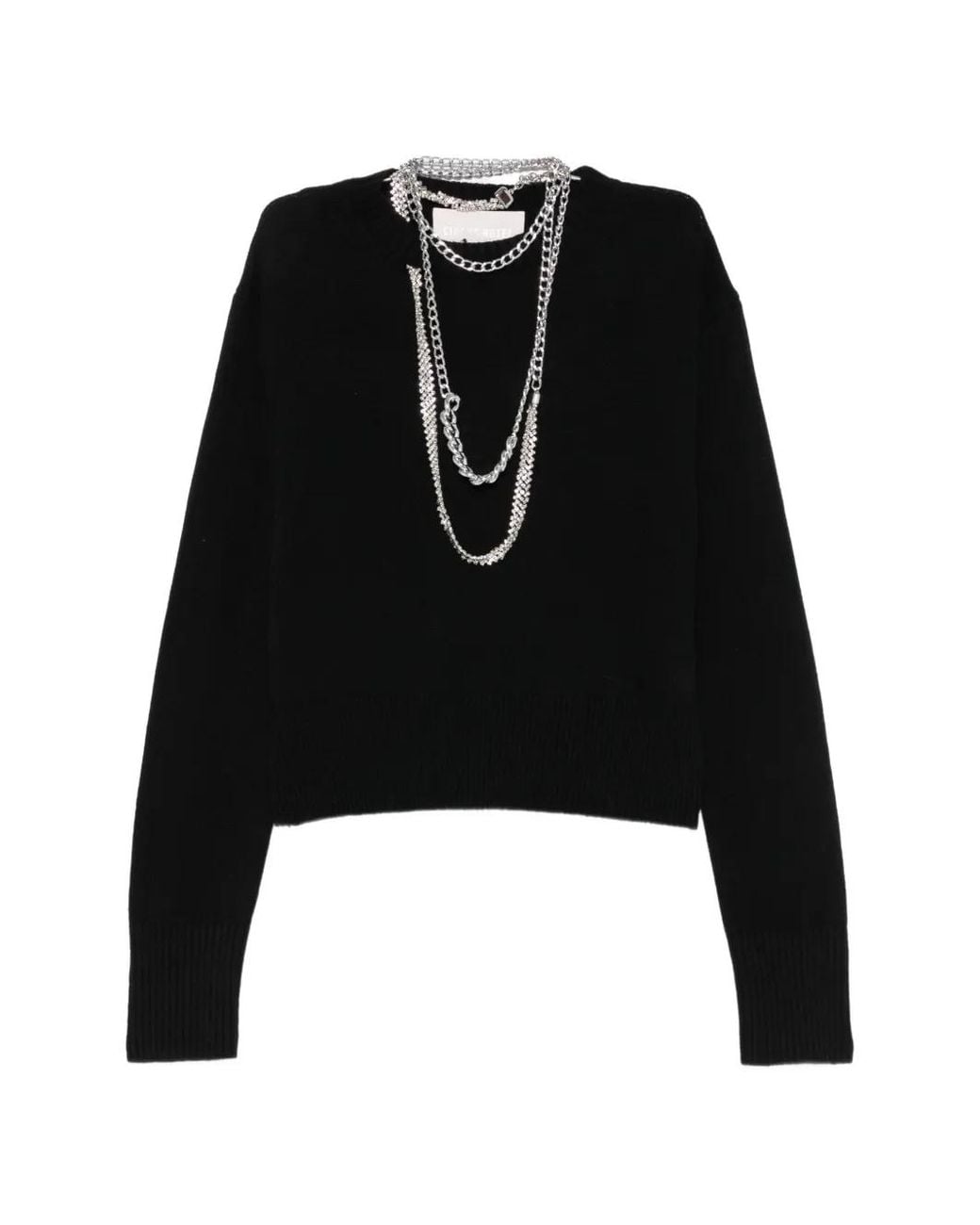 Circus Hotel Black Chain-Embellished Sweater