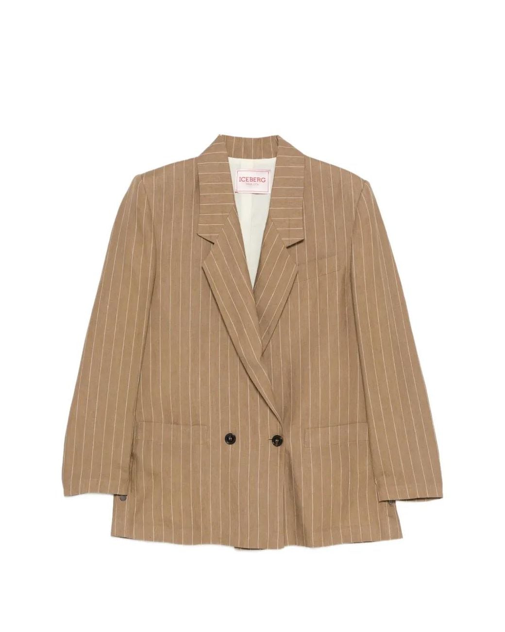 Iceberg Natural Pinstripe Double-Breasted Blazer