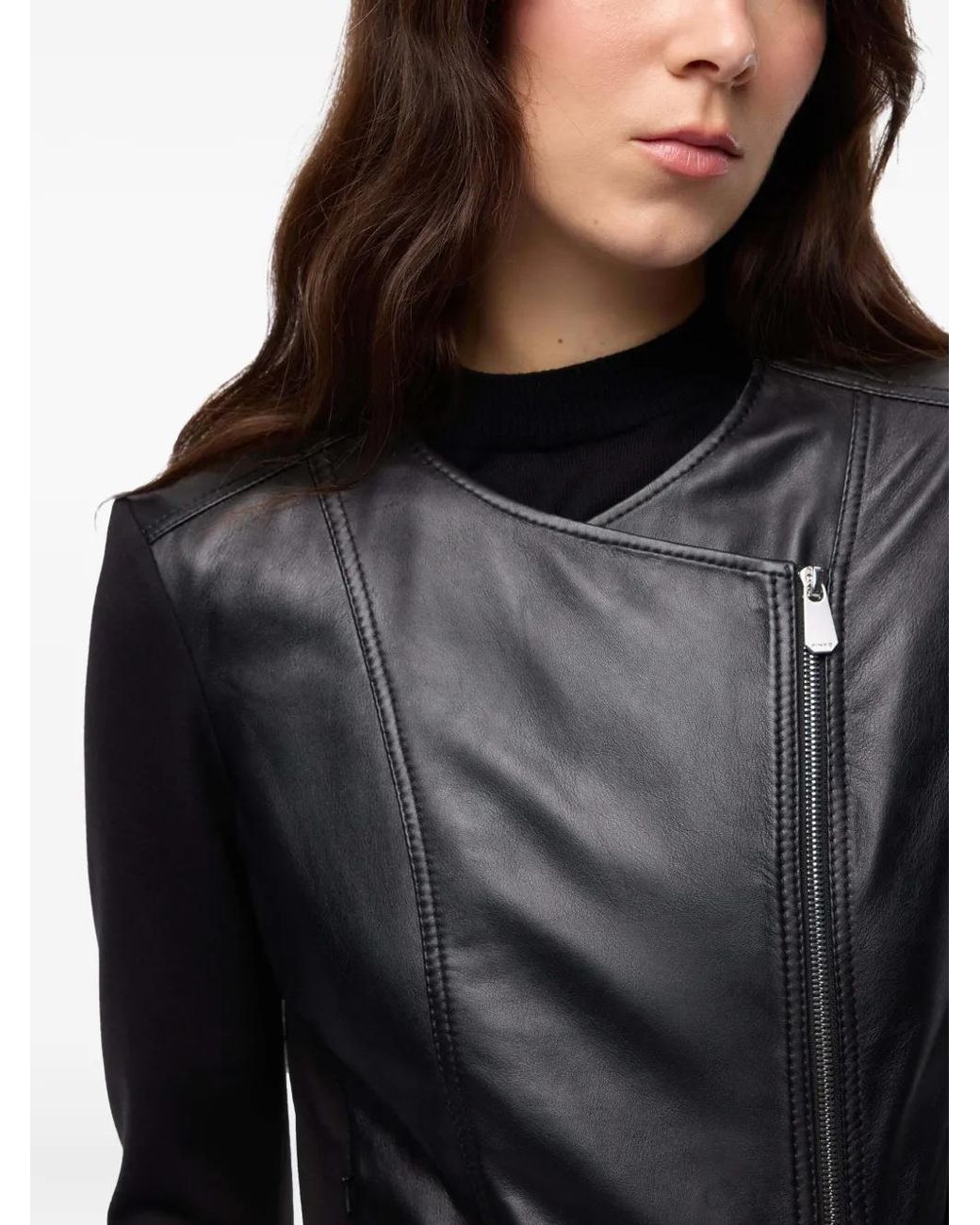 Pinko Black Hybrid Biker Jacket