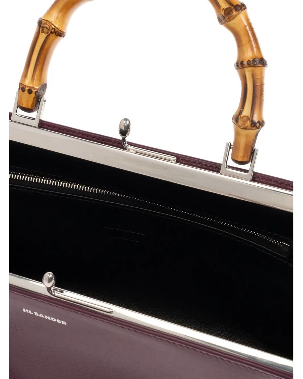 Jil Sander Purple Bamboo-Handle Leather Tote Bag