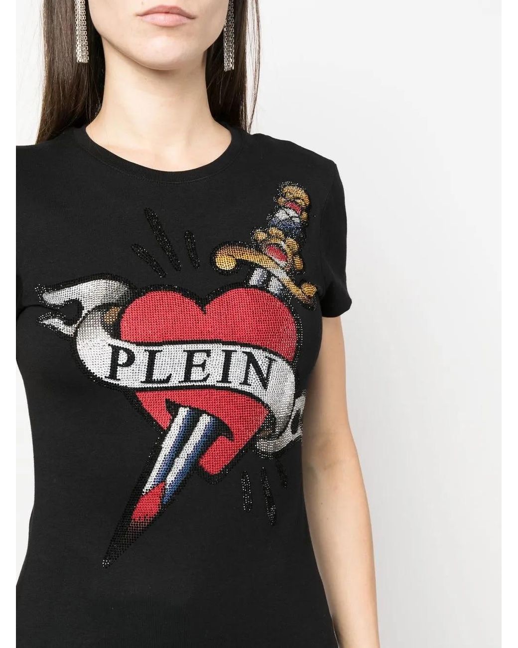 Philipp Plein Black Crystal-Embellished Logo T-Shirt