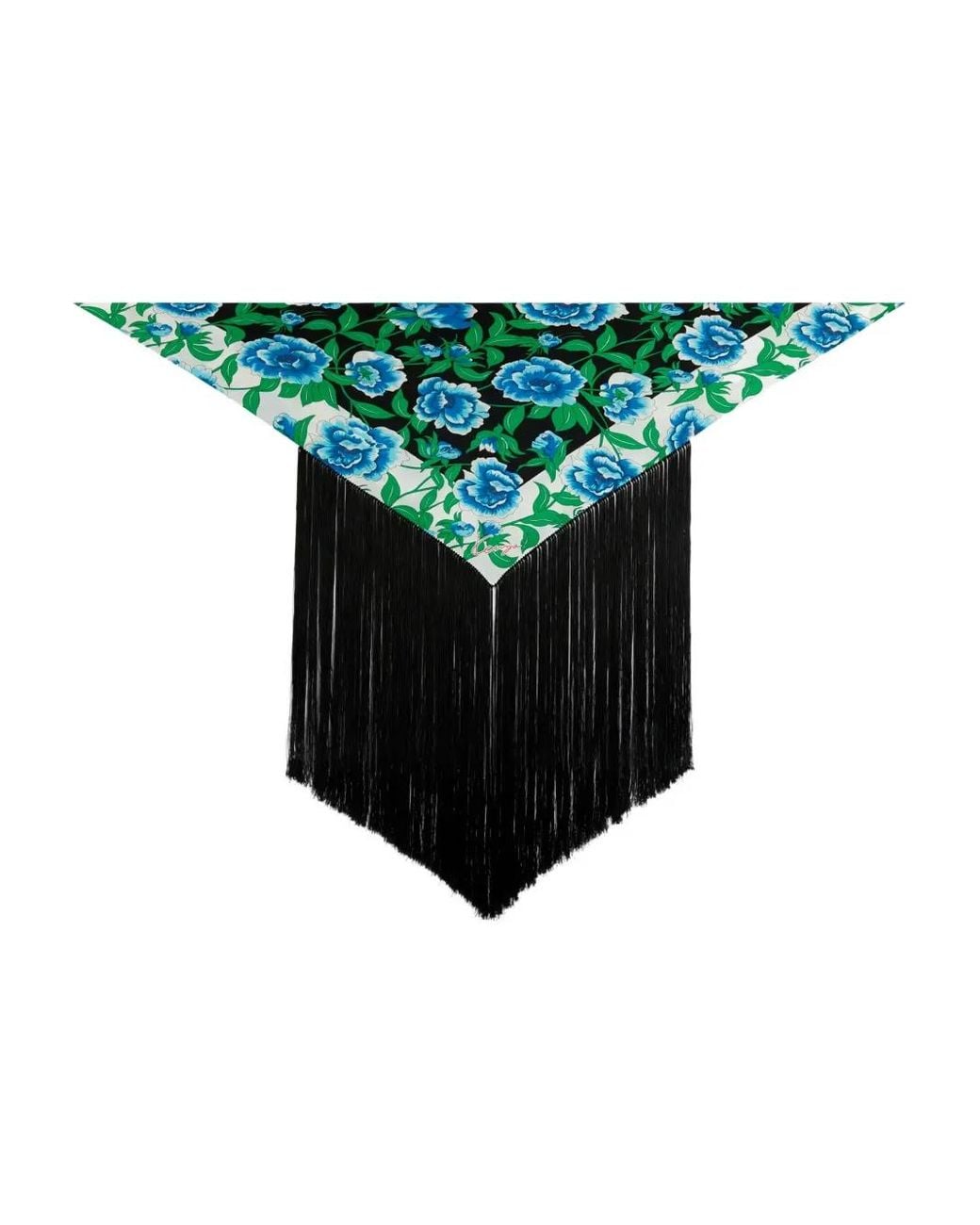 KENZO Green Floral-Print Fringed Top