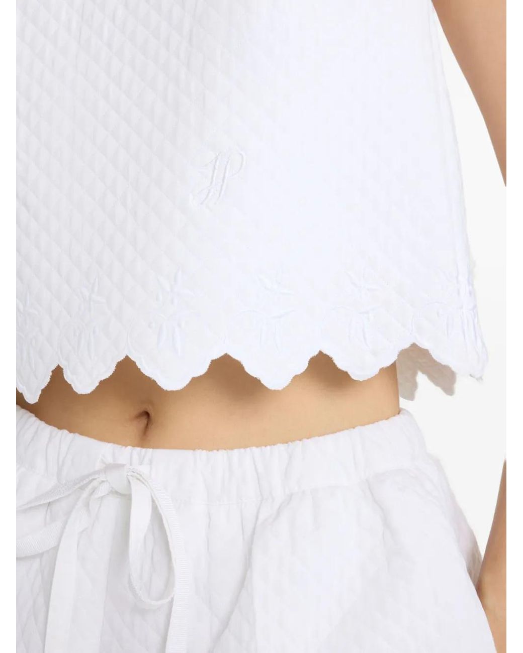 Patou White Quilted Crop Top