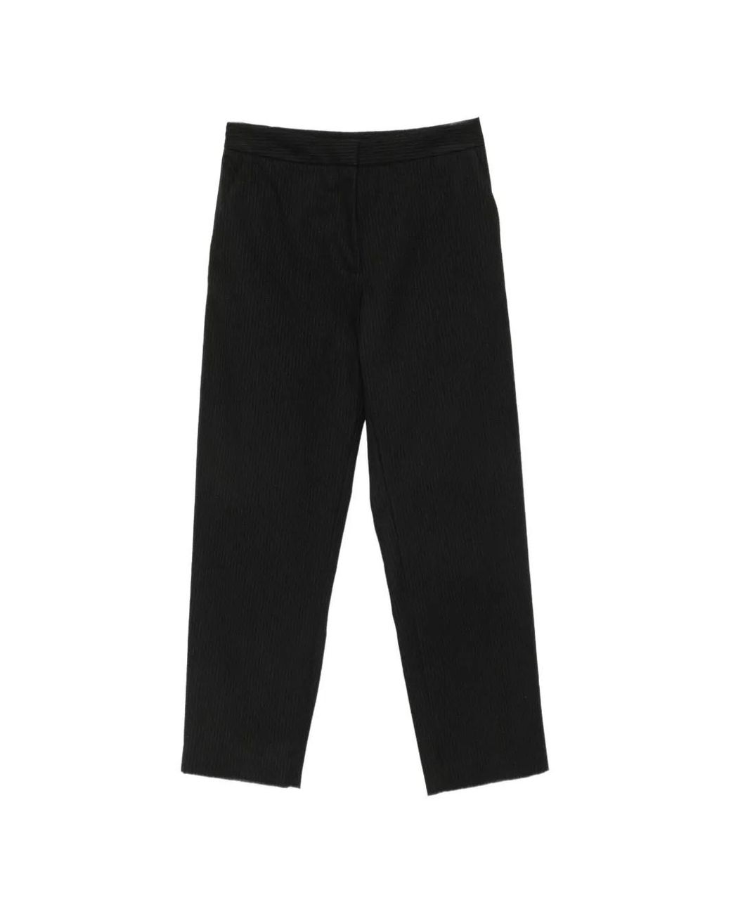 Frankie Shop Black Pinstripe-Pattern Cropped Trousers