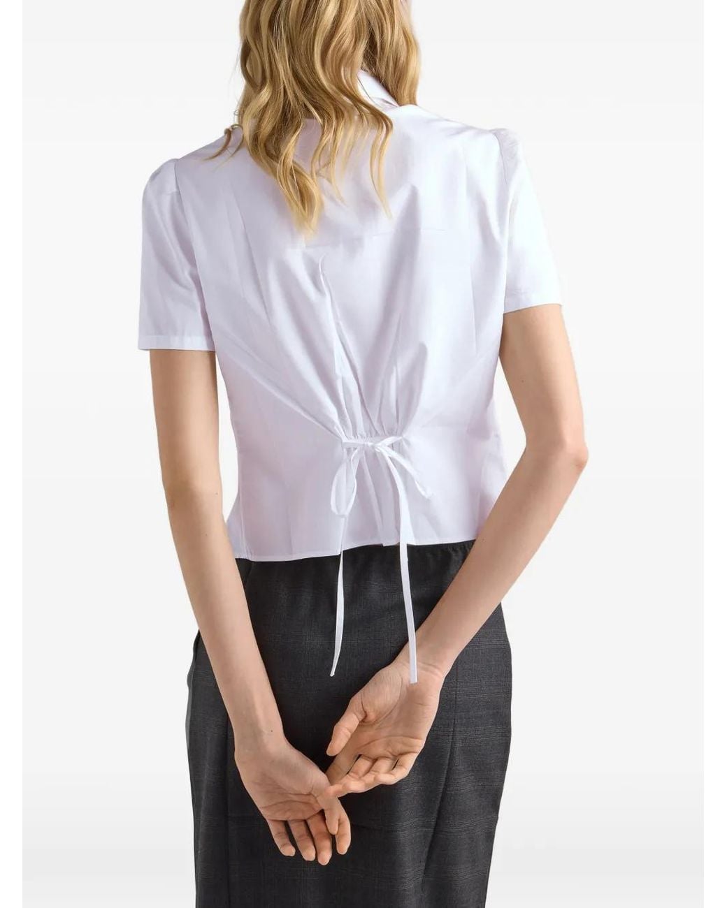 Prada White Short-Sleeved Poplin Shirt