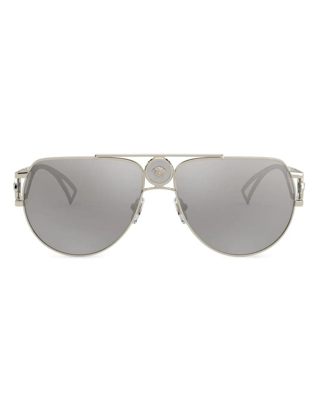 Versace Gray Medusa Pilot-Frame Sunglasses for men