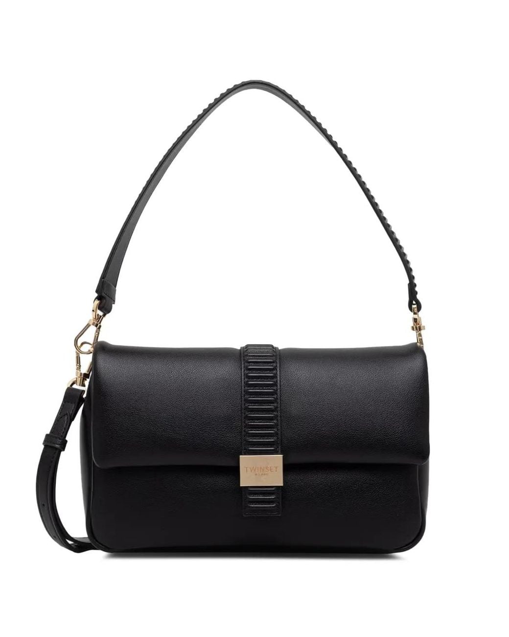 Twinset Black Sac Porté Épaule À Plaque Logo