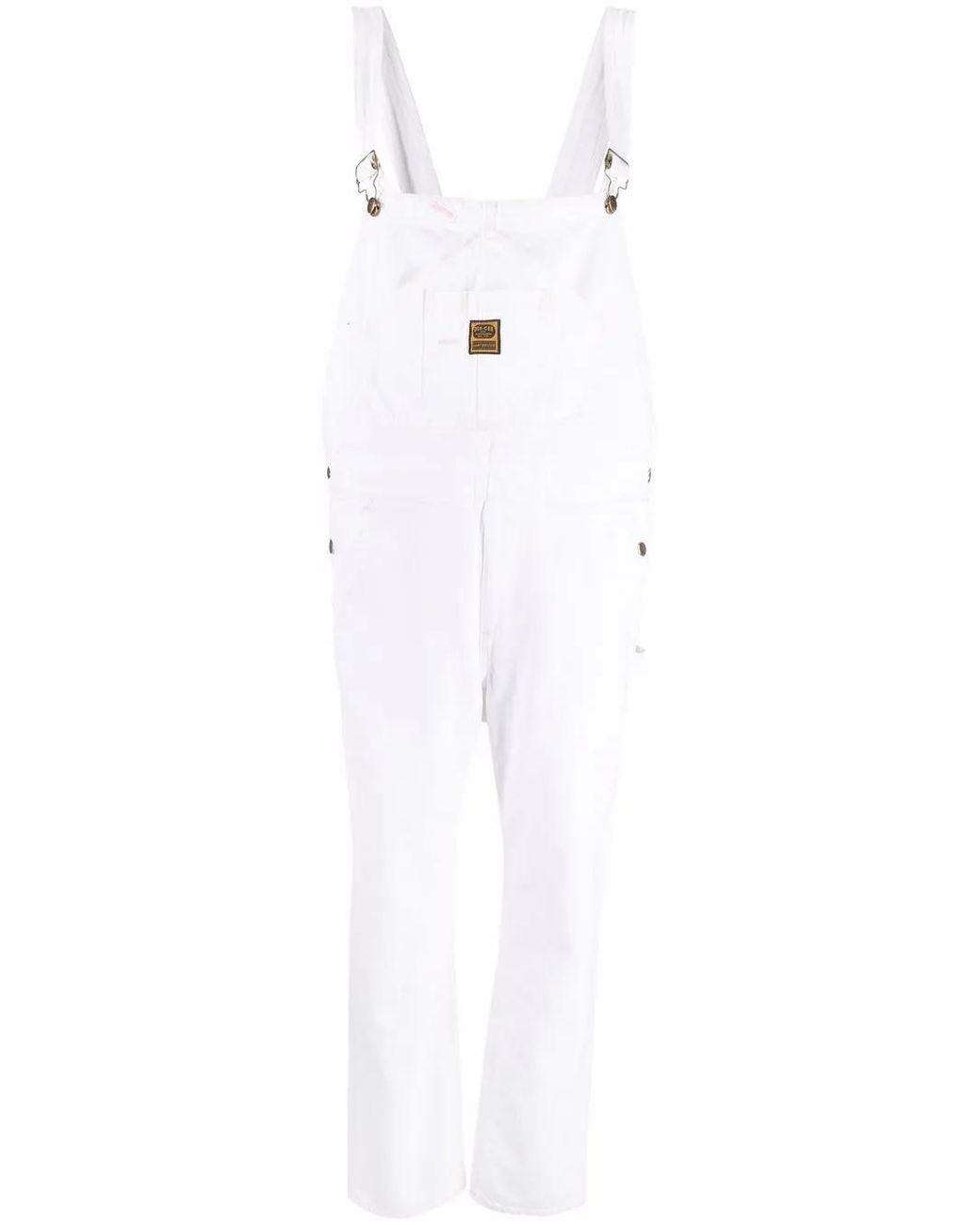 Washington DEE-CEE U.S.A. White Organic-Cotton Logo-Patch Dungarees