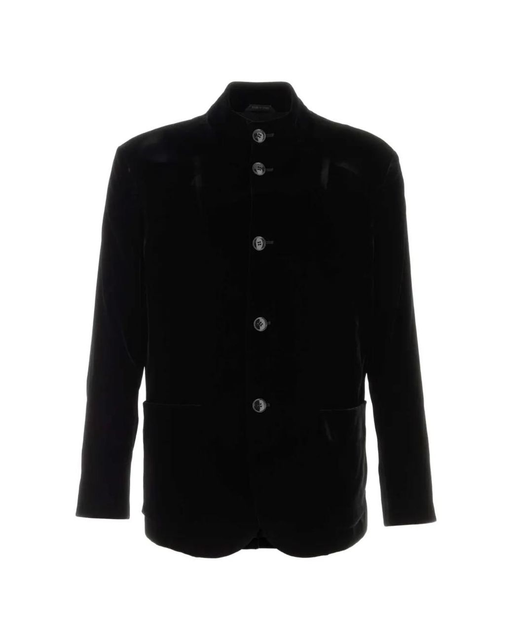 Giorgio Armani Black Velvet Mandarin-Collar Blazer for men