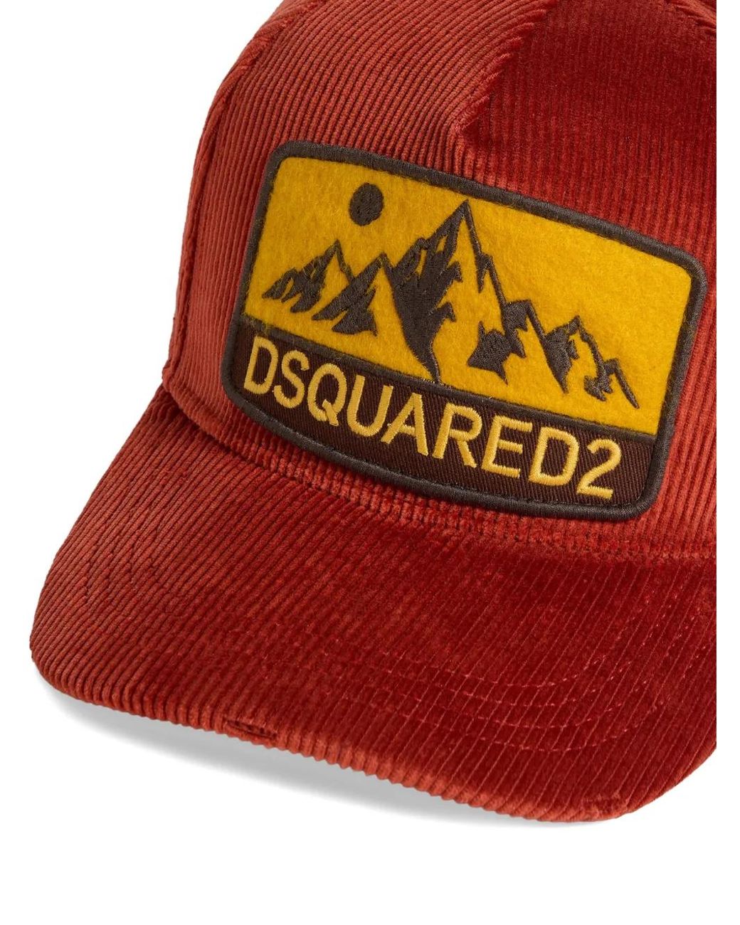 DSquared² Red Logo-Patch Corduroy Baseball Cap for men