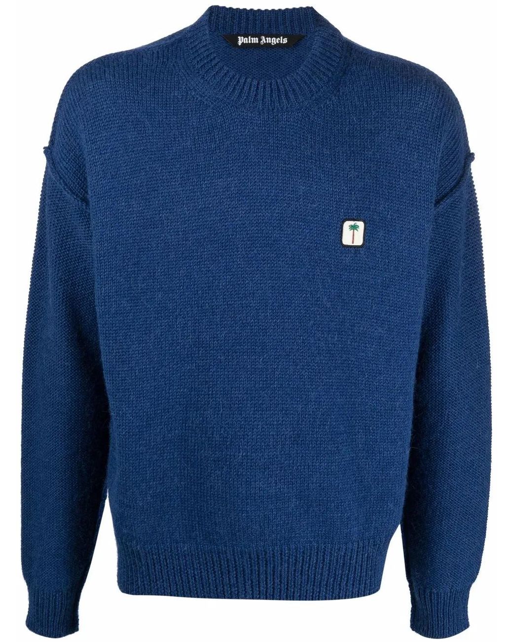 Palm Angels Blue Pxp Logo-Patch Jumper for men