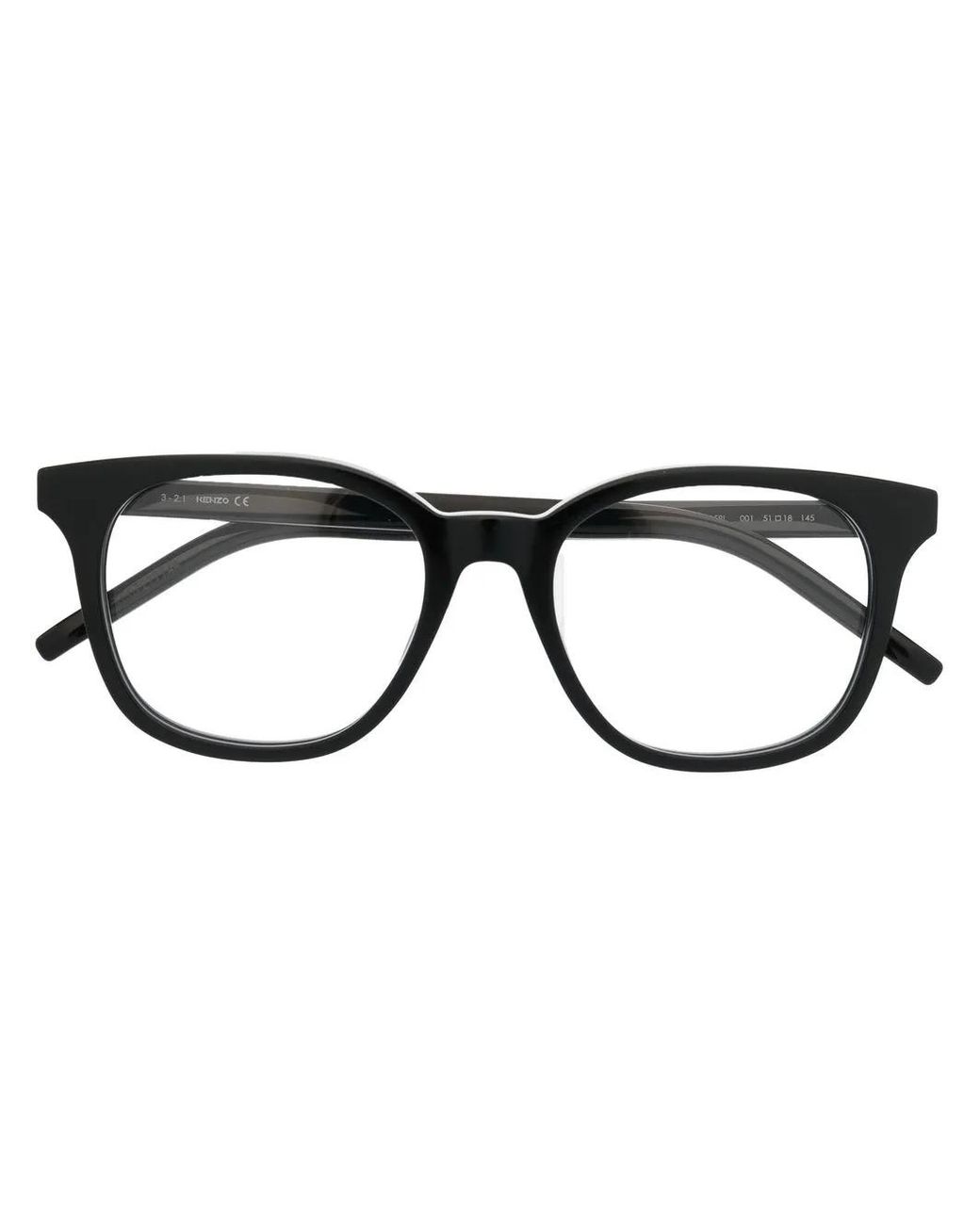 KENZO Black Logo-Hinge Rounded Glasses