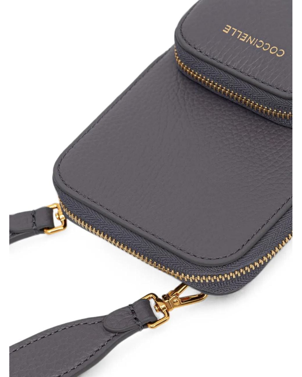 Coccinelle Gray Mini Pochette Pour Smartphone Pixie En Cuir Grainé